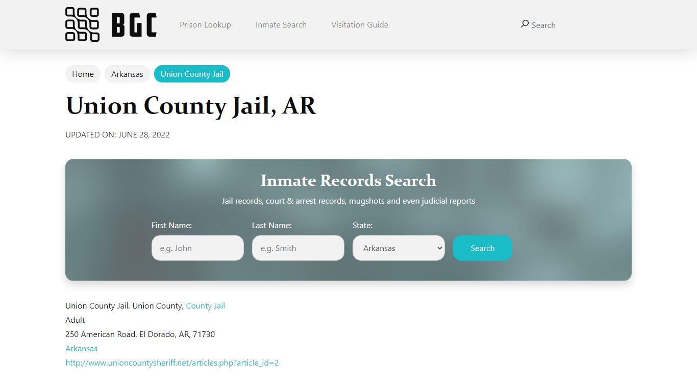 Union County Jail, AR Inmate Search, Mugshots, Visitation ...